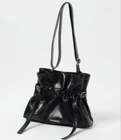 Heather ミディアムギャザーBAG ブラック 新品未使用 タグ付