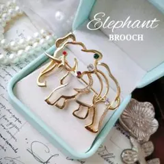 象 エレファント ブローチ オープンワーク マルチカラー 動物 アニマル