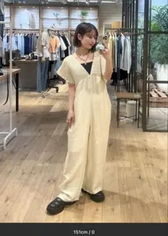 【新品】kastane ギャザーオールインワン　アイボリー 0 低身長サイズ