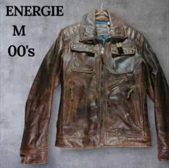 00's ENERGIE (M) 本革 ライダース カフェレーサー ブラウン