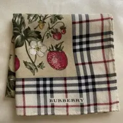 BURBERRY 大判ハンカチーフ、バーバリーハンカチ　フルーツ＆ノバチェック