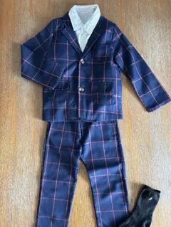 チェック柄スーツ 120cm シャツ付き