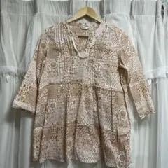 Pyunosso パターン入り五分袖チュニック