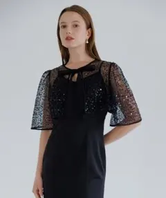 【LEJA】スパンコールビジューボレロマーメイドドレスワンピース