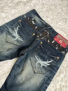 【archive】 REDPEPPER デニム 実寸31〜32 刺繍ロゴ　Y2K