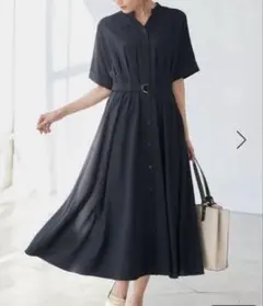 ROPE' PICNIC シャツコンシャス半袖ワンピース　ネイビー　36