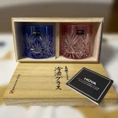 HOYA CRYSTAL ホヤ クリスタル 色被切子　冷酒グラス　ロックグラス