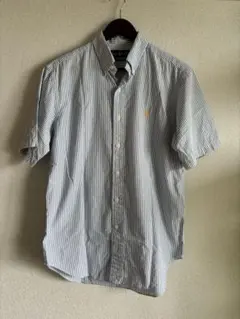 POLO Ralph Lauren ストライプ 半袖 シャツ ロゴ刺繍 M