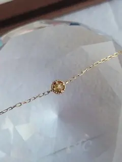 美品★4℃ K10 YG ブレスレット シトリン ダイヤモンド 17.5cm