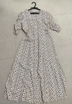 【RETRO GIRL】前開き花柄 花柄パフスリーブワンピース 春夏ワンピース