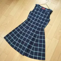 ✨美品✨Yorkland　チェック柄ノースリーブワンピース【7AR】綿100%
