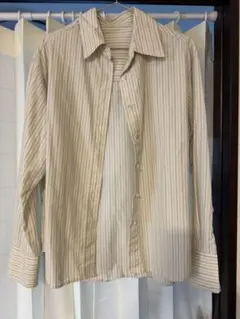 アイボリー ストライプ 長袖シャツ M