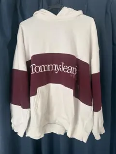 Tommy Jeans フード付きパーカー ホワイト/バーガンディ
