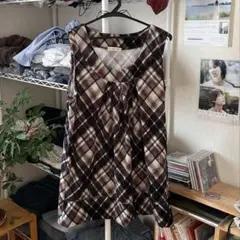 チェック ミニ ワンピース レイヤード 平成 森ガール フェアリーグランジ