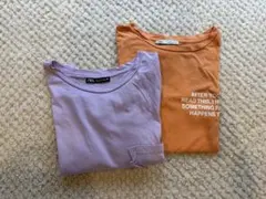 ZARA ラベンダー、オレンジTシャツ Sサイズ、Mサイズ　2枚セット
