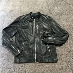 ZARA ザラ　シングルライダースジャケット　本革レザー羊革黒
