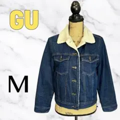【GU】211-279164 裏ボアデニムジャケット 肉厚　クロップド丈　ブルー