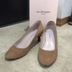 ジルスチュアート　ラウンド　パンプス　スウェード　ブラウン　ウッドヒール