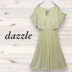 DAZZLE チュニックワンピース　レース　無地　レーヨン　黄色　半袖