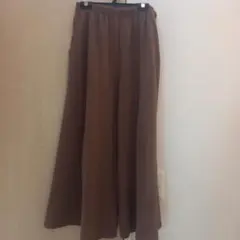 ブラウン ワイドパンツ ゴムウエスト