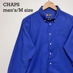 CHAPS ボタンダウンシャツ ブルー コットン混 長袖 メンズ M 相当 古着