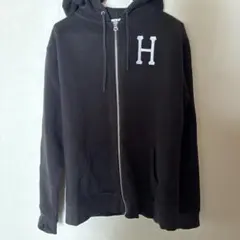 HUF ブラック ジップアップパーカー