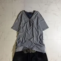 00s NICOLE Border Henley Tee y2k Grunge