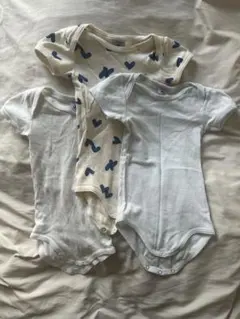 値下げ美品プチバトー肌着半袖ボディ3枚組　12m74cmハートブルーボーダー