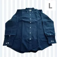 オックスフォードシャツ レギュラーフィット 長袖 メンズ　ネイビー　Lサイズ