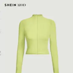 新品未使用 SHEIN MOD モックネック レタストリム メッシュトップス