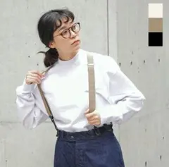 LENO リノ カウレザー 2way サスペンダー ベージュ×ブラック