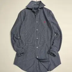 未使用級✨ポロラルフローレン KNIT DRESS SHIRT ストライプ ロゴ