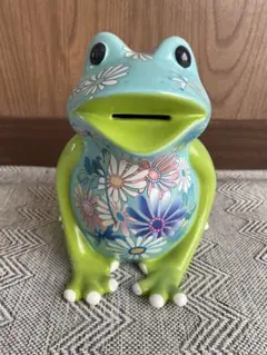Francfranc フランフラン カエル 貯金箱 置物 花柄
