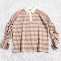 POPPY GATHERED SLEEVE RUGBY SHIRT ラガーシャツ