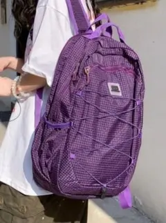 セール　バックパック　パープル　ドローコード　アウトドア　登山　リュック　新品！のサムネイル