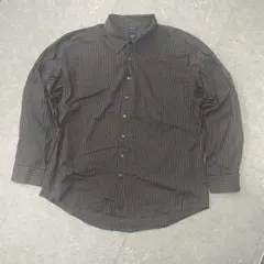 00's OLD GAP 長袖シャツ XXL ストライプ 黒 Y2K