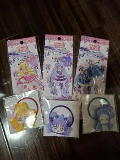 アイドルプリキュア アクリルキーチェーン、ヘアゴム 6点セット
