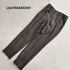 【ロートレアモン】スラックスパンツ　チェック　ブラウン系　ストレッチ綺麗め/38