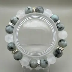 キウイジャスパー　艶消しマット水晶　ブレスレット