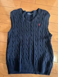 Polo Ralph Lauren ケーブルニットベスト M相当　紺色