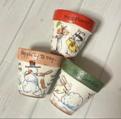 デコパージュリメ鉢★D-74リスさんファミリー デコパージュリメ鉢☆D-74リスさんファミリー