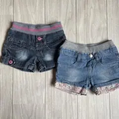 100cm ダークブルー ハーフパンツ 2枚 女の子