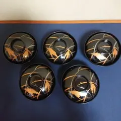 天然木 漆塗り吸物椀5客