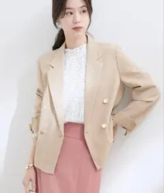 VIS ベージュ ダブルブレストジャケット