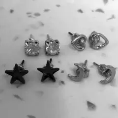 シルバー系ピアスセット　まとめ売り　星　ハート　月