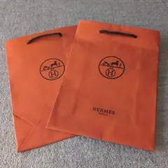 HERMES オレンジ ショップ袋 2枚セット