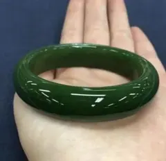 一点物】天然岫玉 翡翠軟玉 バングル 59.4mm 深みのあるグリーン 上品 