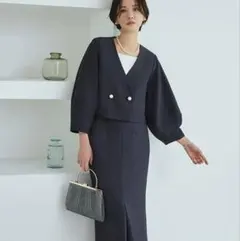 RUIRUE BOUTIQUE クロップドランタンスリーブJK＆ロングタイトSK