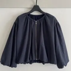 MTPom様専用】ANAYI ハードオーガンジーノーカラーブルゾン ネイビー
