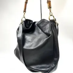 グッチ バンブー レザー ショルダーバッグ　中ベタつきありのサムネイル